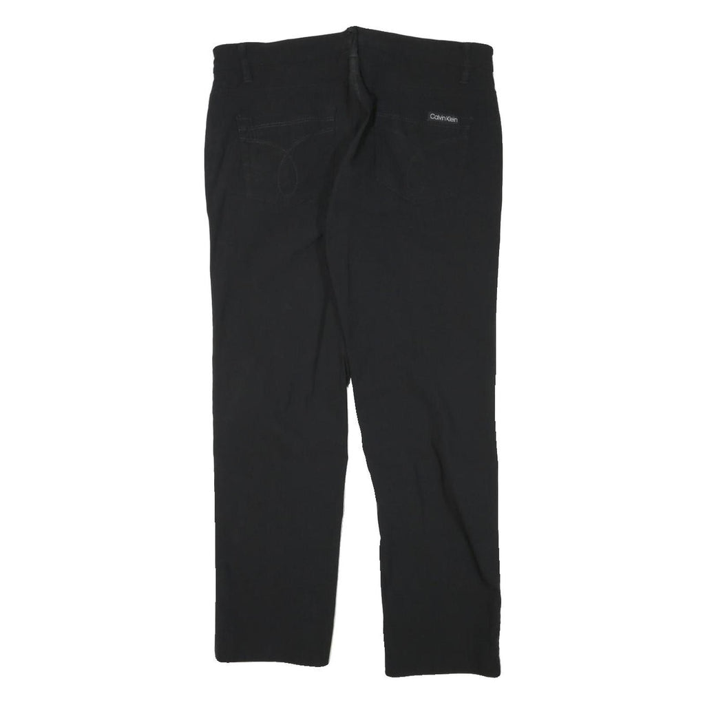 CALVIN KLEIN Womens Cotton Blend Black Slim Straight Trousers W32 L27 Zip