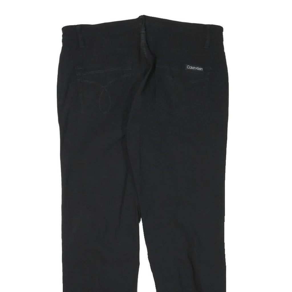 CALVIN KLEIN Womens Cotton Blend Black Slim Straight Trousers W32 L27 Zip