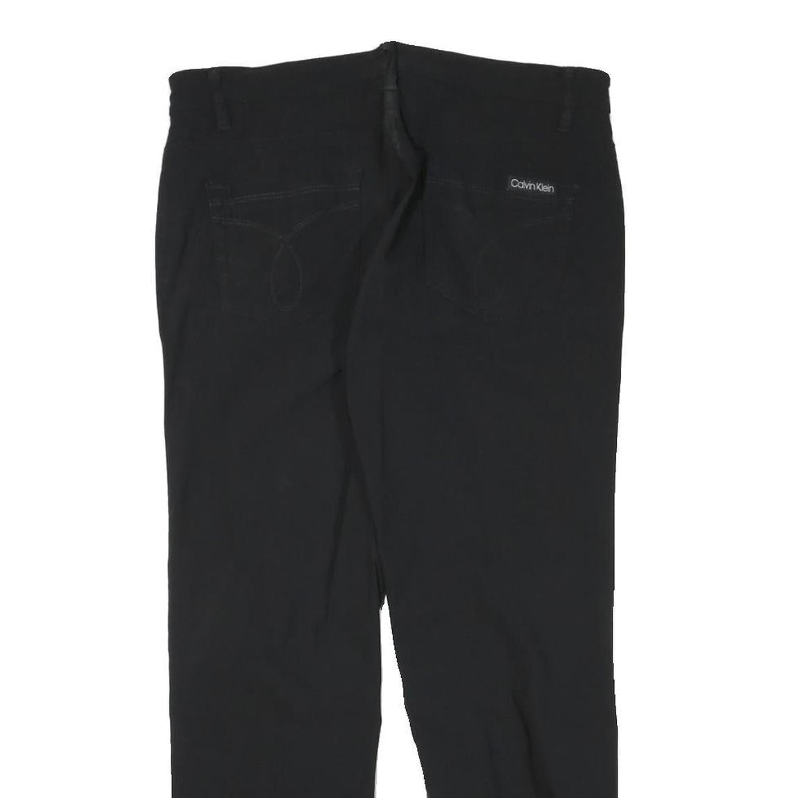 CALVIN KLEIN Womens Cotton Blend Black Slim Straight Trousers W32 L27 Zip