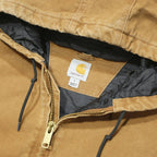 CARHARTT Mens Beige Hooded Sleeveless Zip Cotton Jacket L Workwear