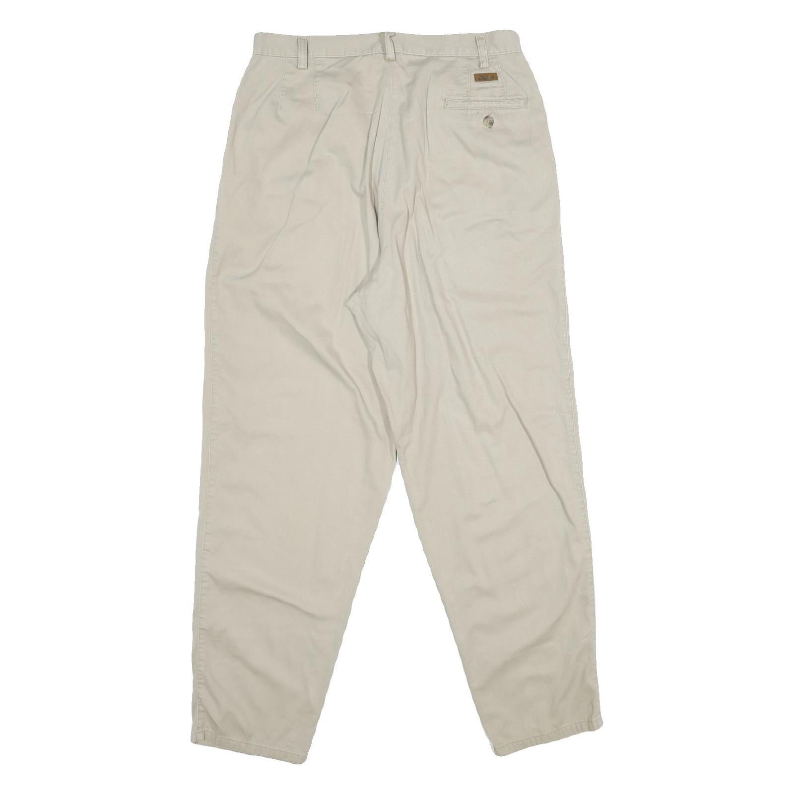 WOOLRICH Womens Cotton Beige Regular Straight Trousers W32 L31 Classic Zip