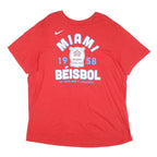 NIKE Mens Red Miami Marlins Graphic T-Shirt 2XL Short Sleeve Crew Neck Baseball