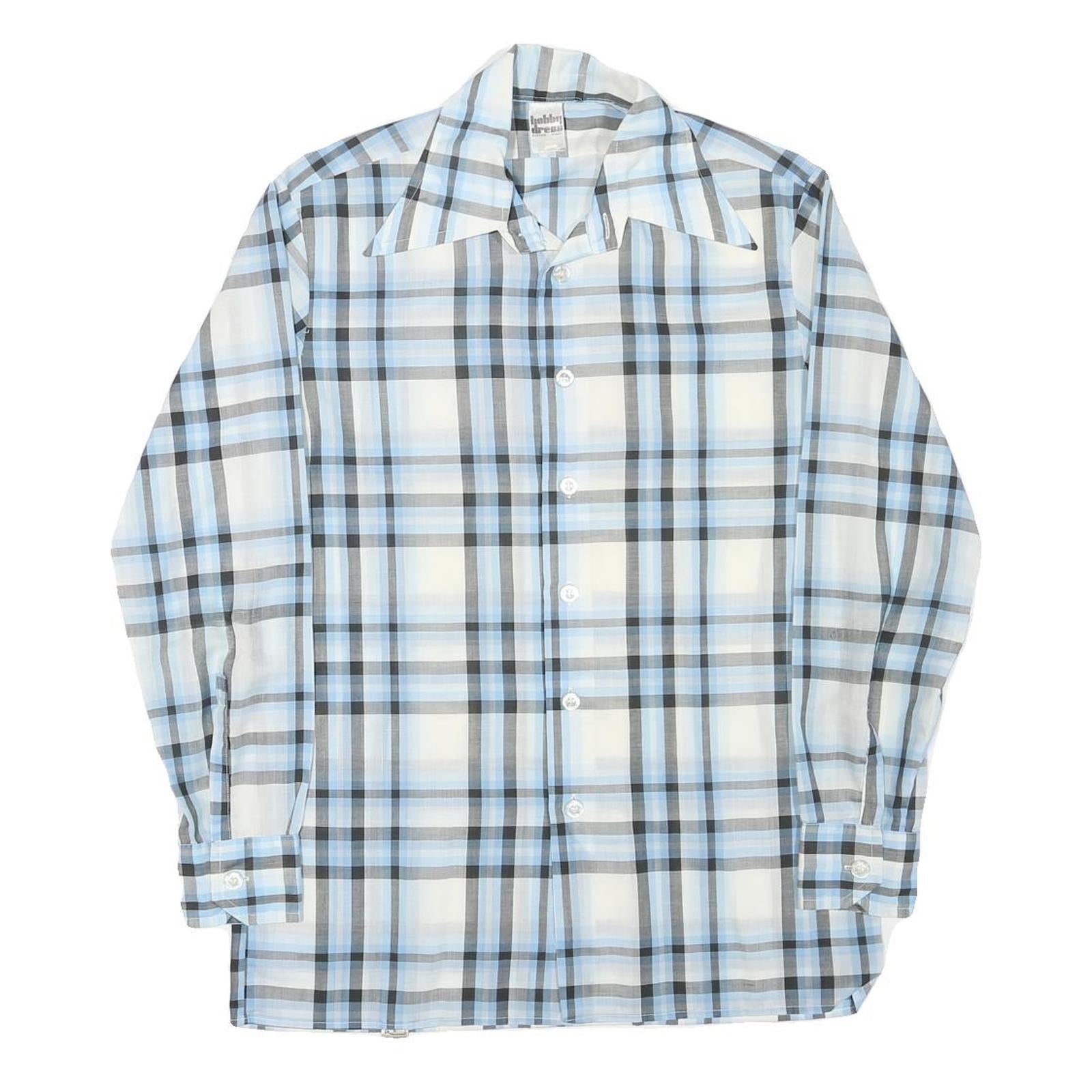 HOBBY DRESS Mens Blue & Grey Check Shirt M Lightweight Casual Cotton Blend