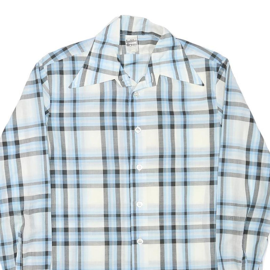 HOBBY DRESS Mens Blue & Grey Check Shirt M Lightweight Casual Cotton Blend