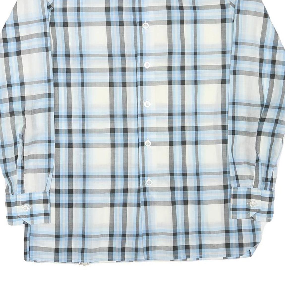 HOBBY DRESS Mens Blue & Grey Check Shirt M Lightweight Casual Cotton Blend