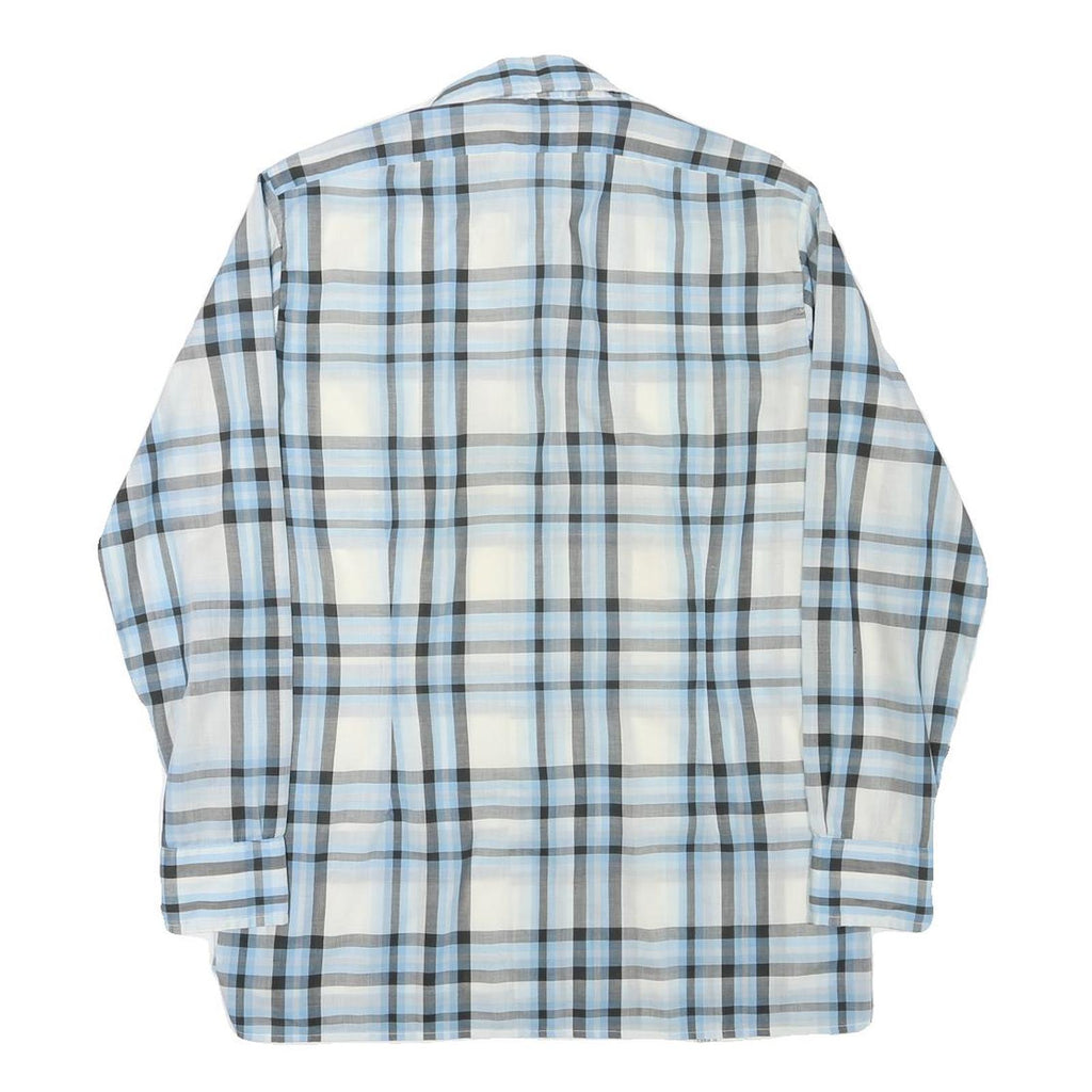 HOBBY DRESS Mens Blue & Grey Check Shirt M Lightweight Casual Cotton Blend