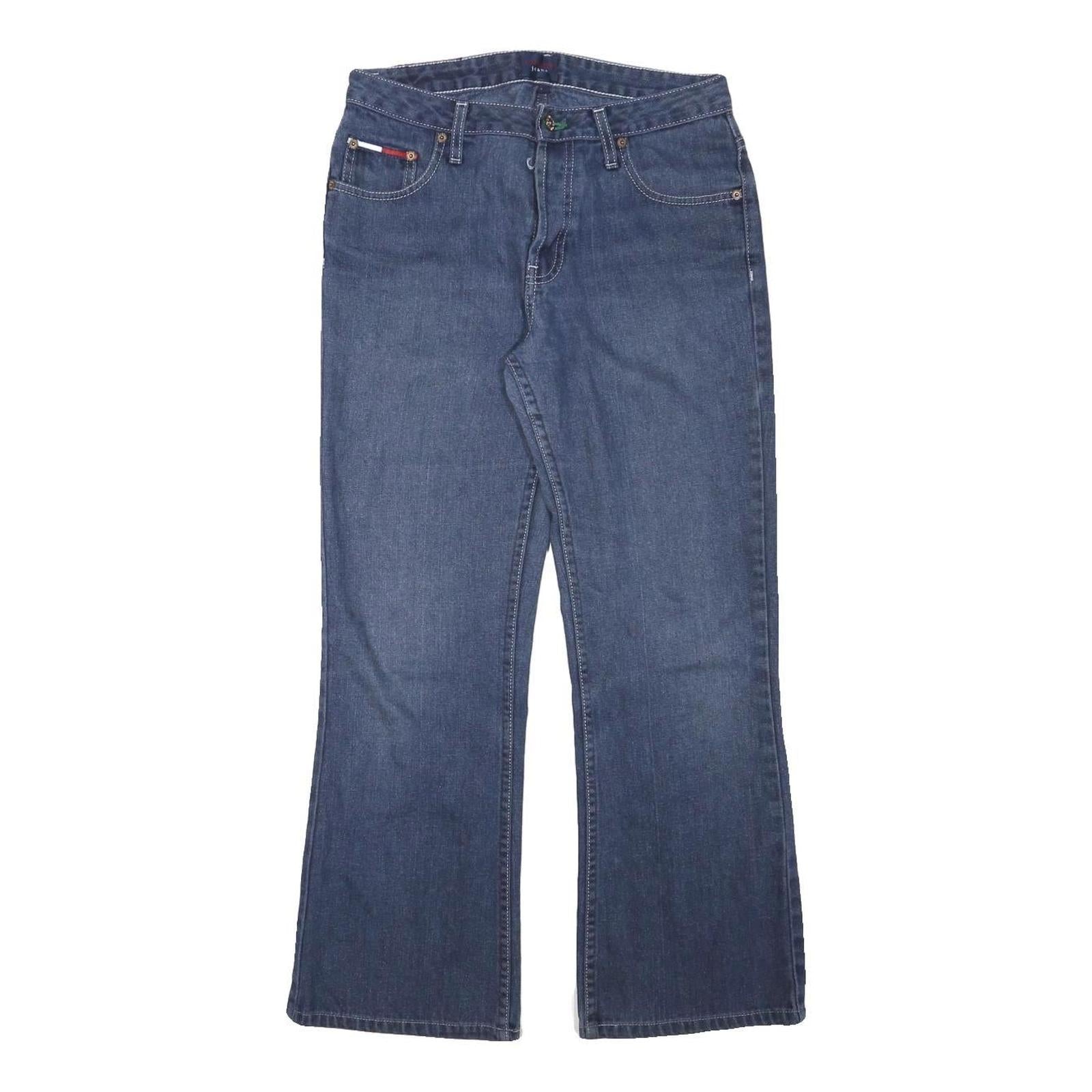 TOMMY HILFIGER Womens Relaxed Blue Denim Medium Wash W28 L26 Casual Comfort Zip