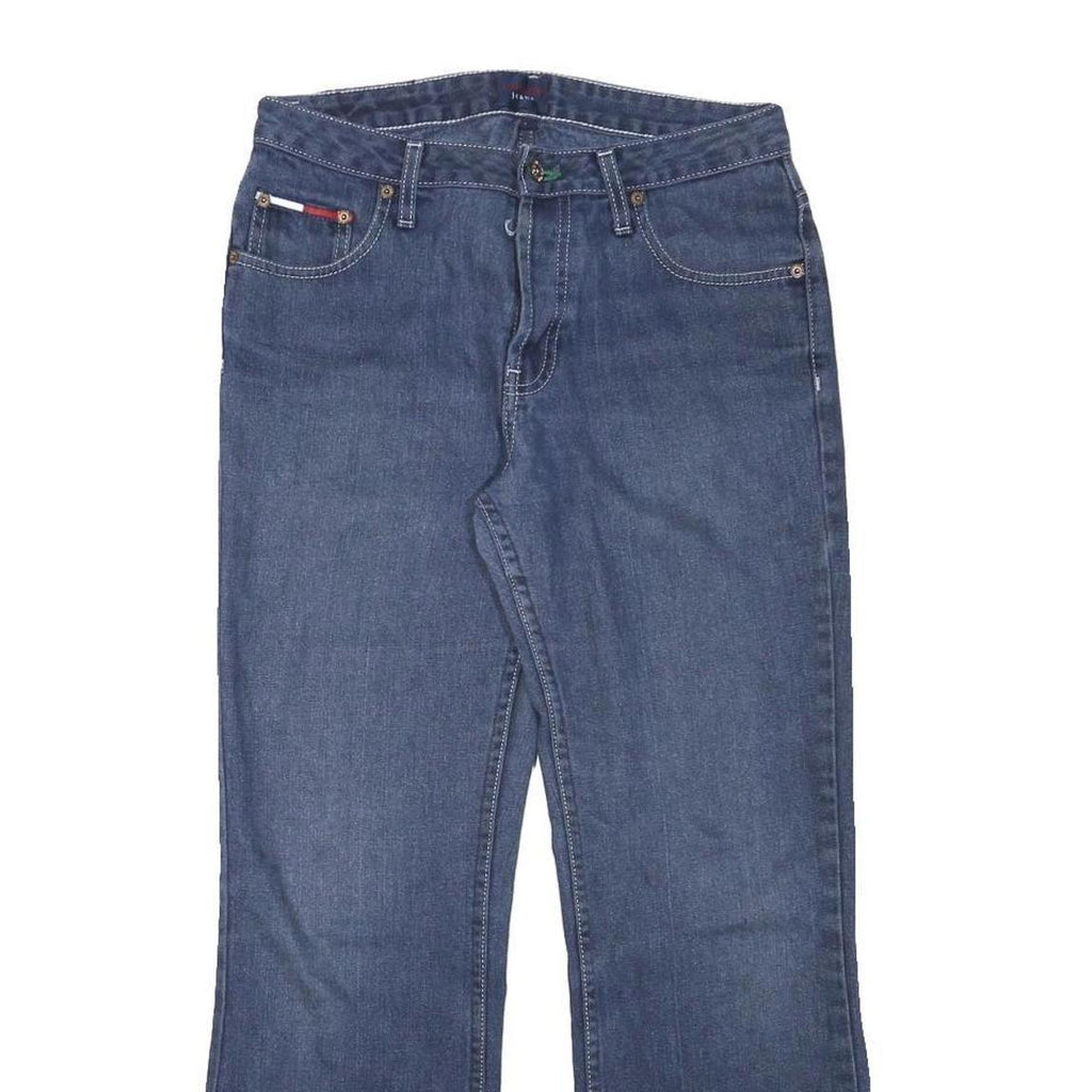 TOMMY HILFIGER Womens Relaxed Blue Denim Medium Wash W28 L26 Casual Comfort Zip