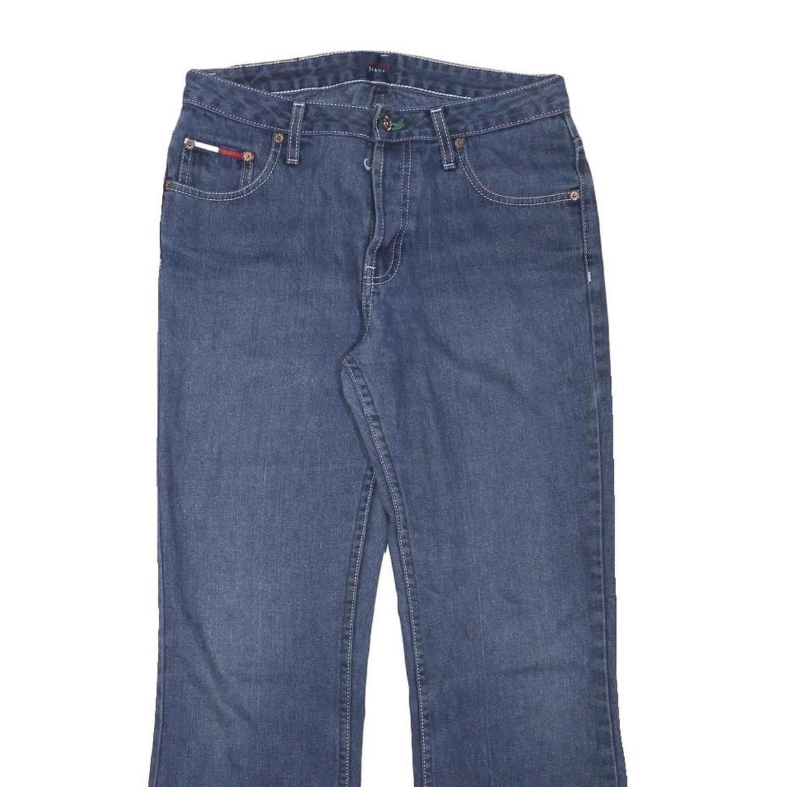 TOMMY HILFIGER Womens Relaxed Blue Denim Medium Wash W28 L26 Casual Comfort Zip