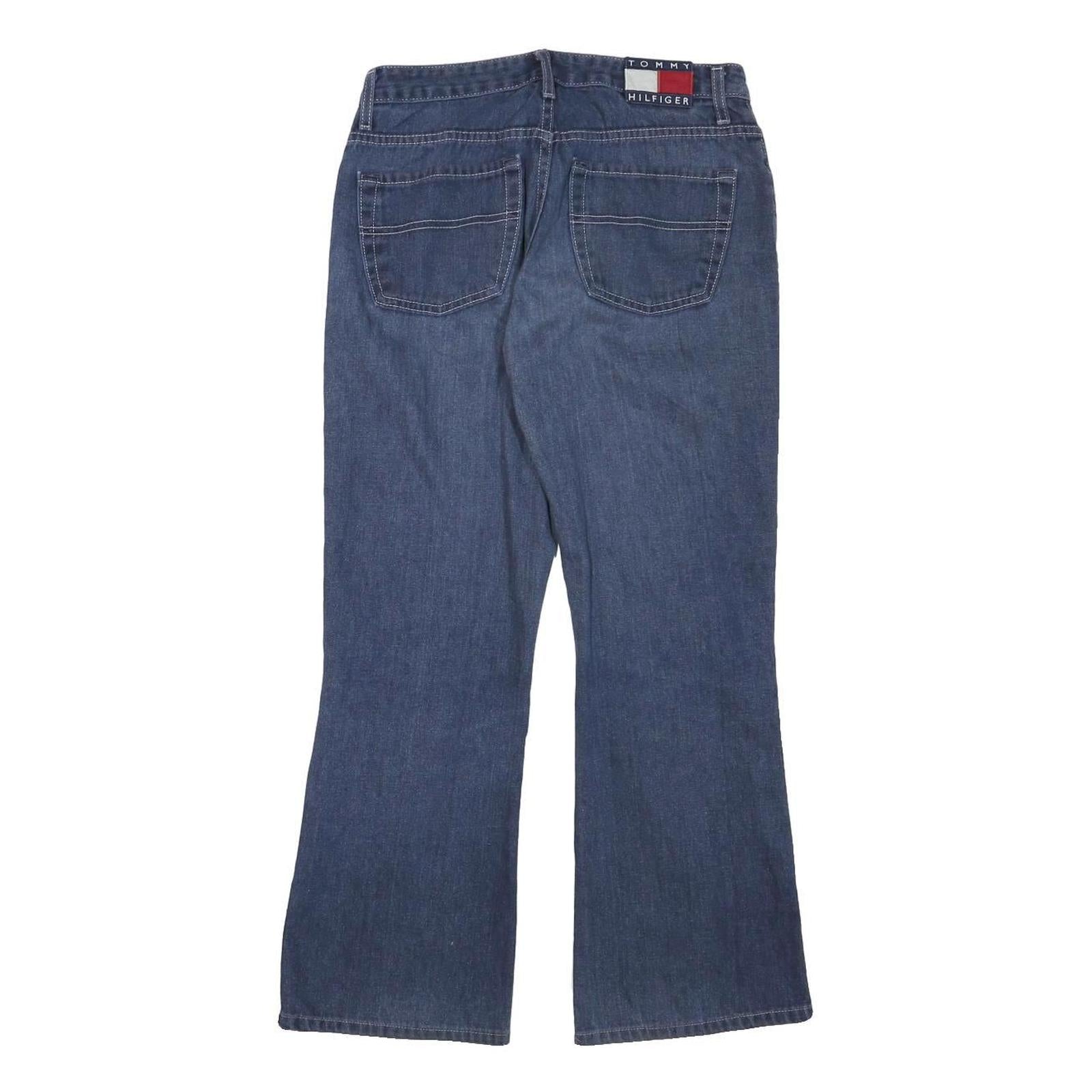 TOMMY HILFIGER Womens Relaxed Blue Denim Medium Wash W28 L26 Casual Comfort Zip