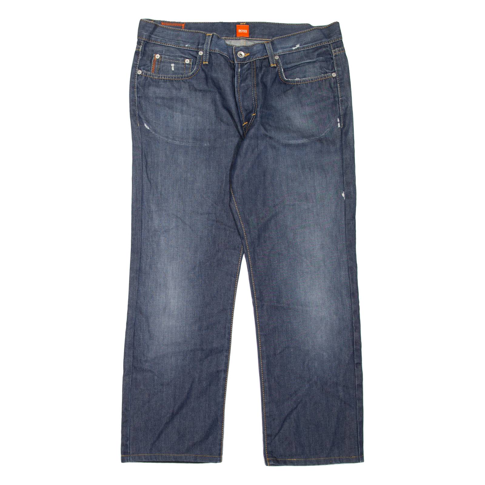BOSS Mens Jeans Blue Regular Straight Stone Wash W36 L27