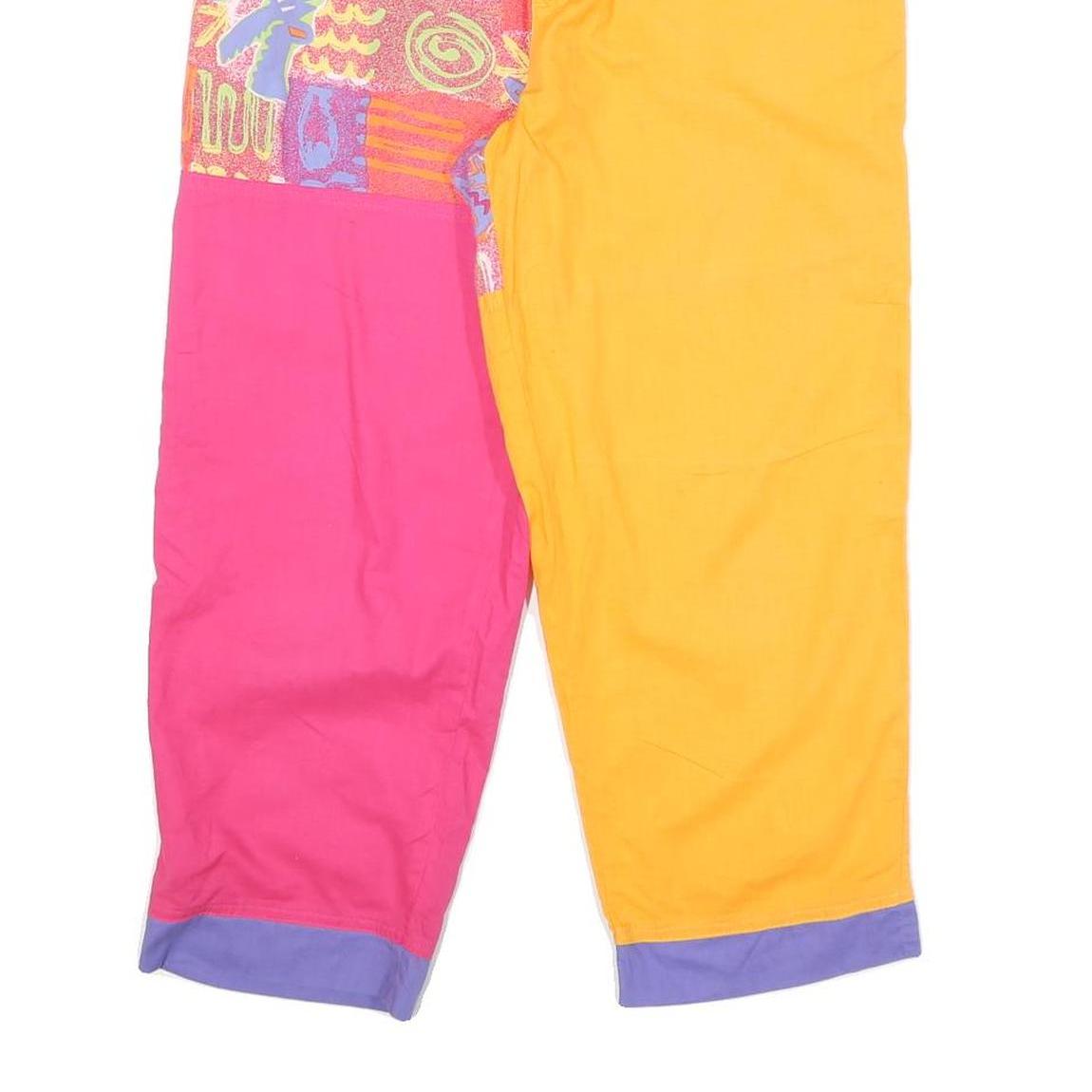 Womens Colourblock Cotton Blend Regular Zip Trousers W28 L22 Bright Patterned