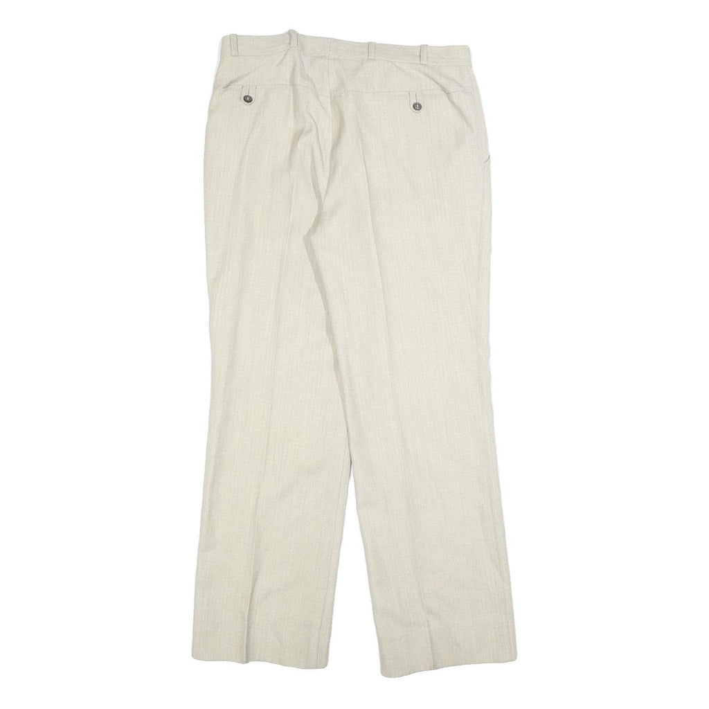 DEL TARTO Womens Wool Blend Beige Regular Leg Zip Trousers W32 L30 Classic