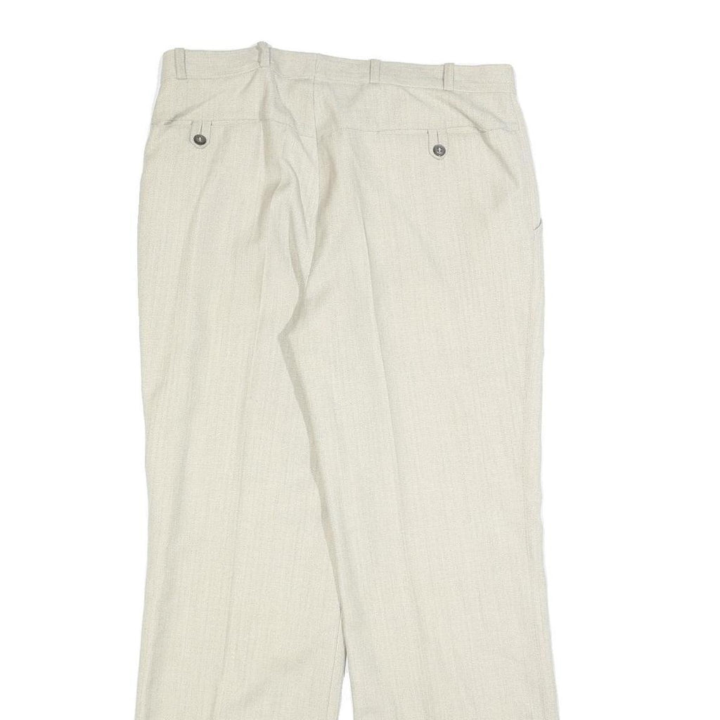 DEL TARTO Womens Wool Blend Beige Regular Leg Zip Trousers W32 L30 Classic