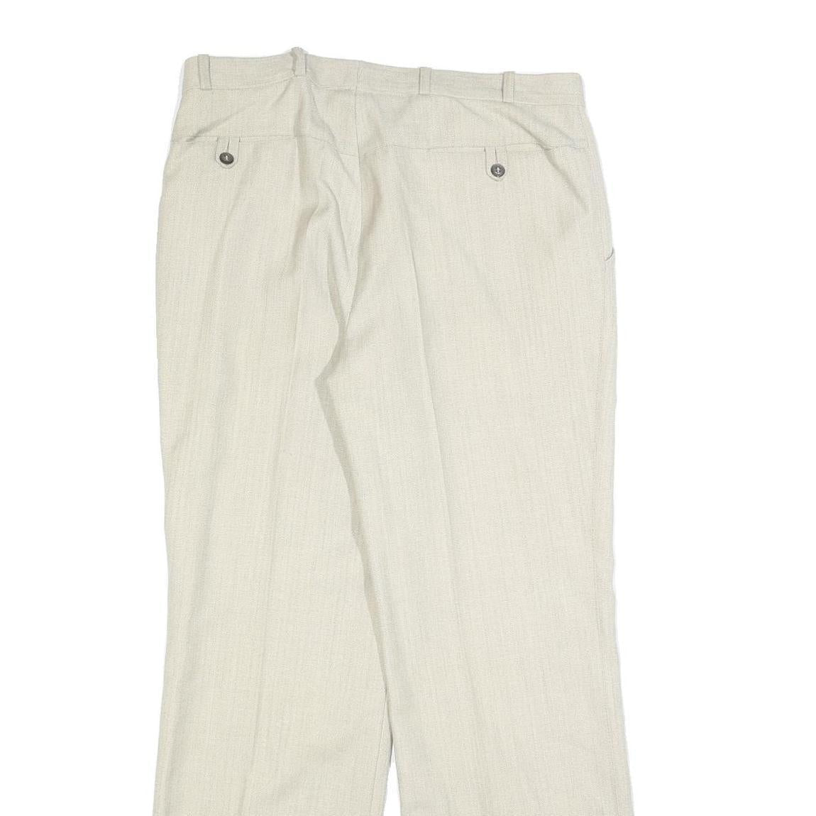 DEL TARTO Womens Wool Blend Beige Regular Leg Zip Trousers W32 L30 Classic