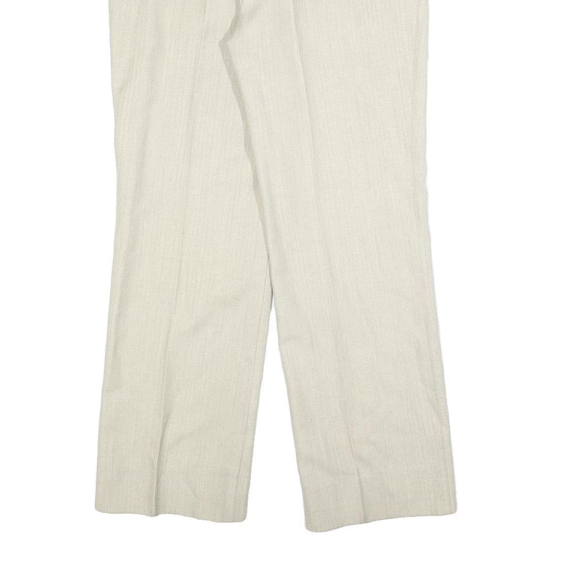 DEL TARTO Womens Wool Blend Beige Regular Leg Zip Trousers W32 L30 Classic