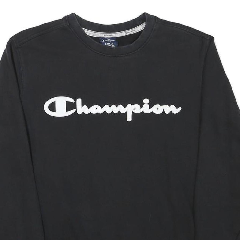 CHAMPION Mens Black Crew Neck S Sweatshirt Cotton Blend Logo Print