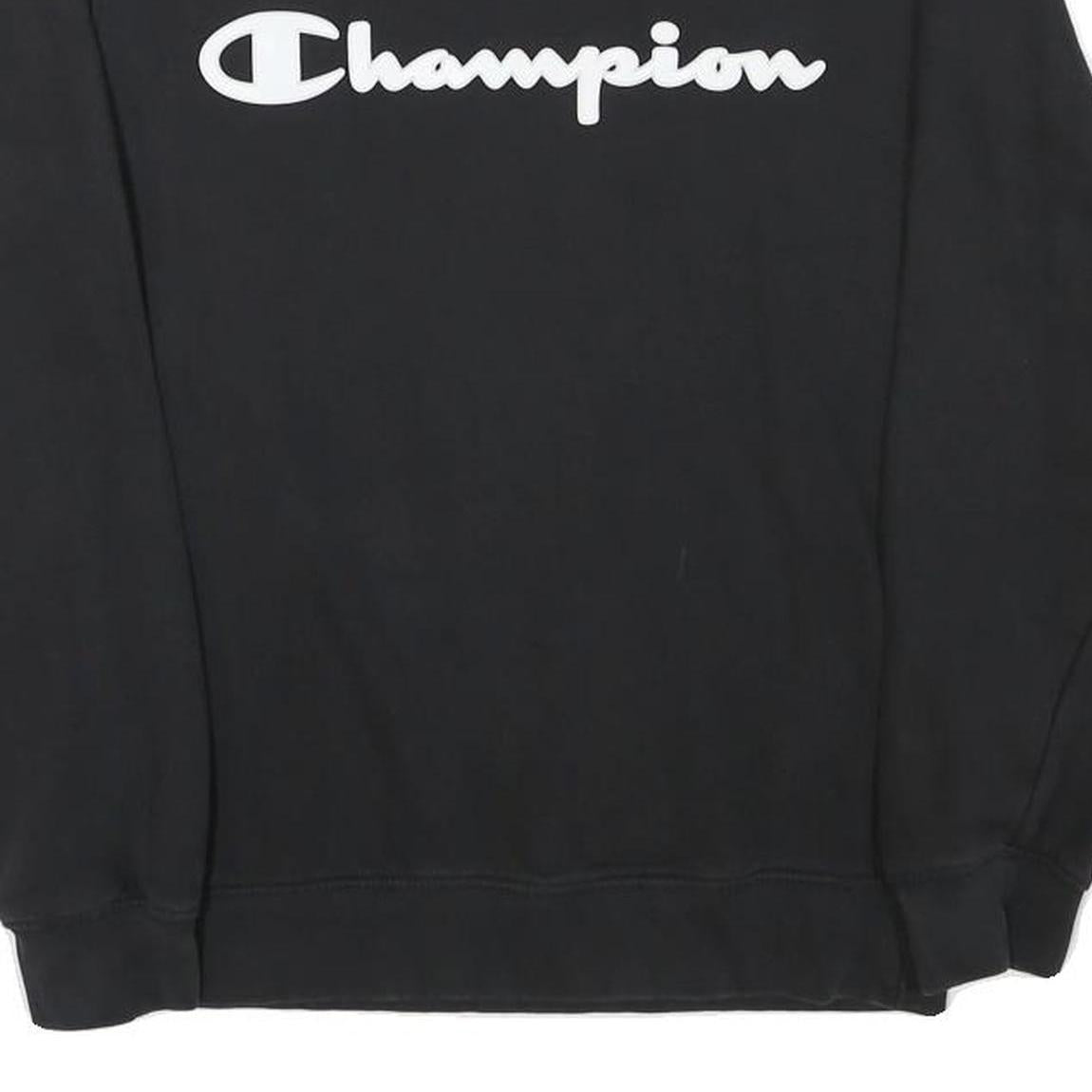 CHAMPION Mens Black Crew Neck S Sweatshirt Cotton Blend Logo Print