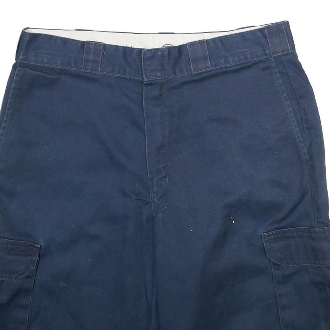 DICKIES Mens Navy Blue Cargo Shorts L W34 Workwear Polyester Blend