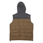 KANGOL Mens Puffer Jacket Brown Wool Hooded Colourblock L