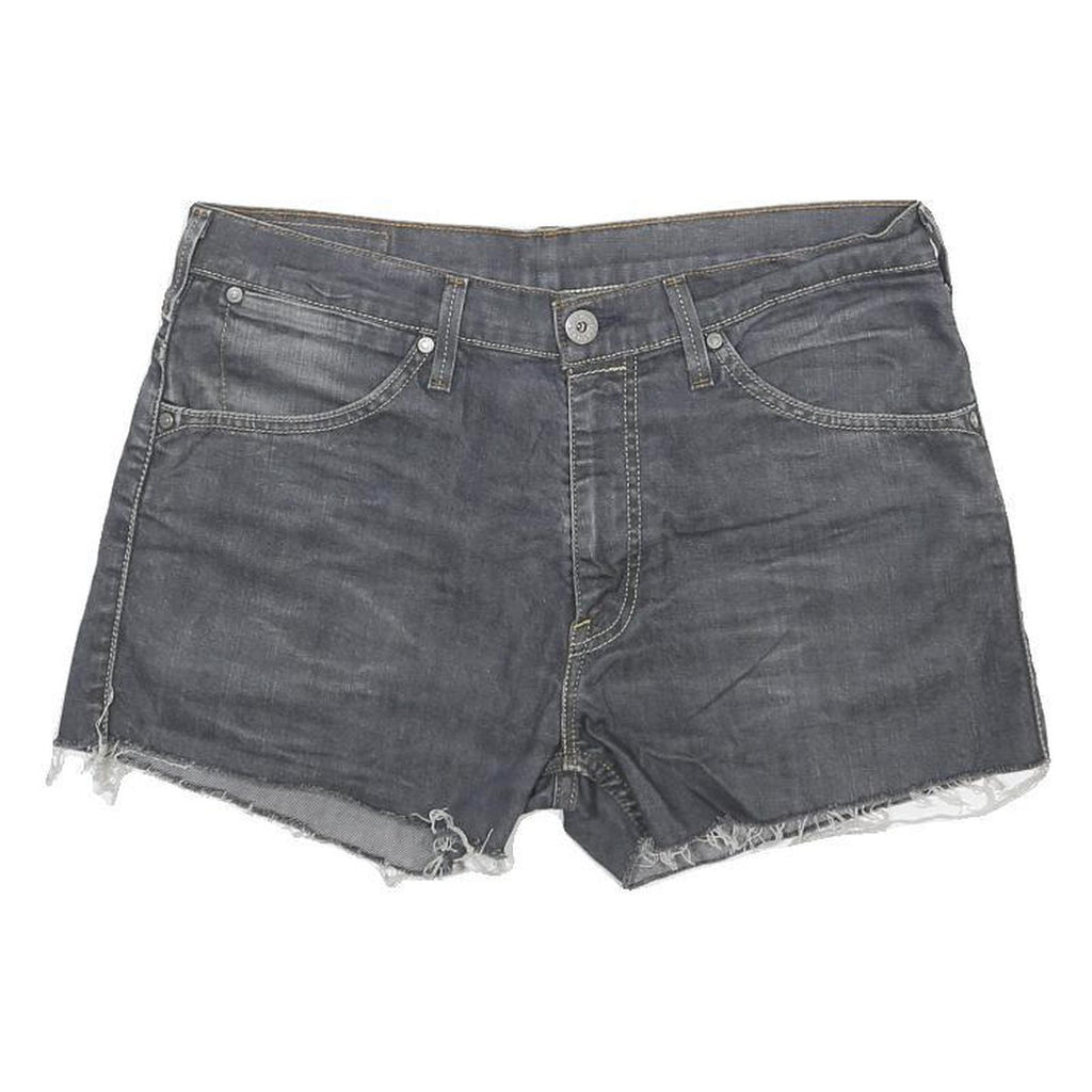 LEVI'S Womens Denim Grey Casual Cut-Off Shorts L W33 Frayed Hem 5 Pocket