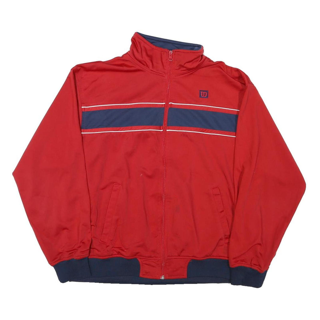 WILSON Mens Red & Navy Zip Jacket L Polyester Blend Plain Sport Casual