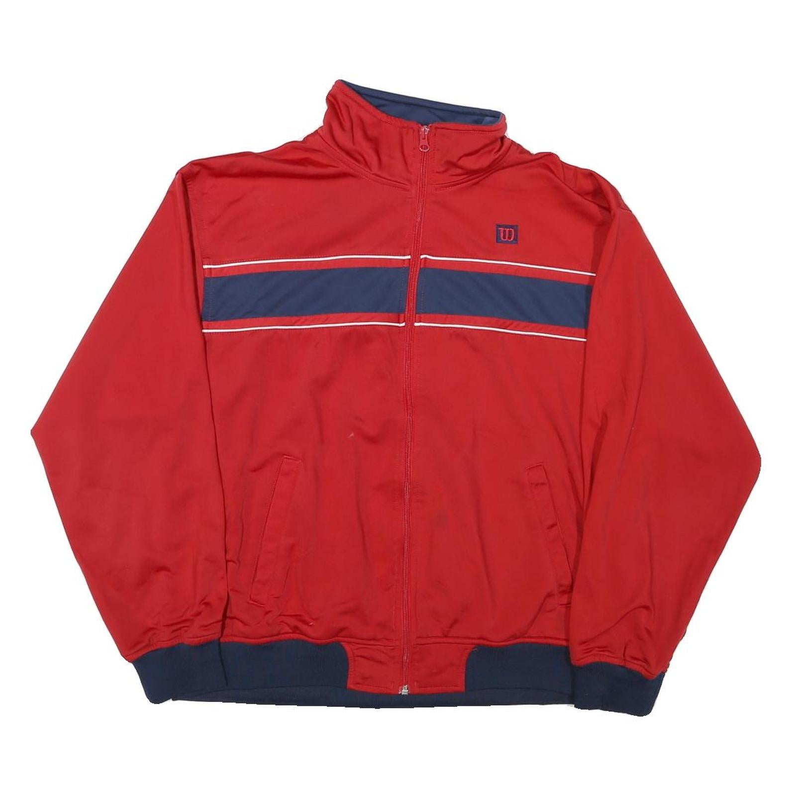 WILSON Mens Red & Navy Zip Jacket L Polyester Blend Plain Sport Casual