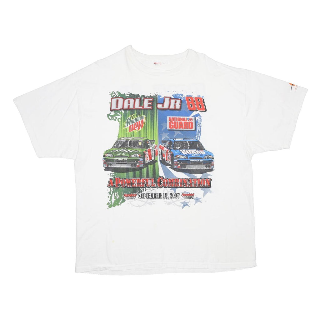 Mens White Dale Jr 88 Graphic T-Shirt XL Short Sleeve Crew Neck Racing