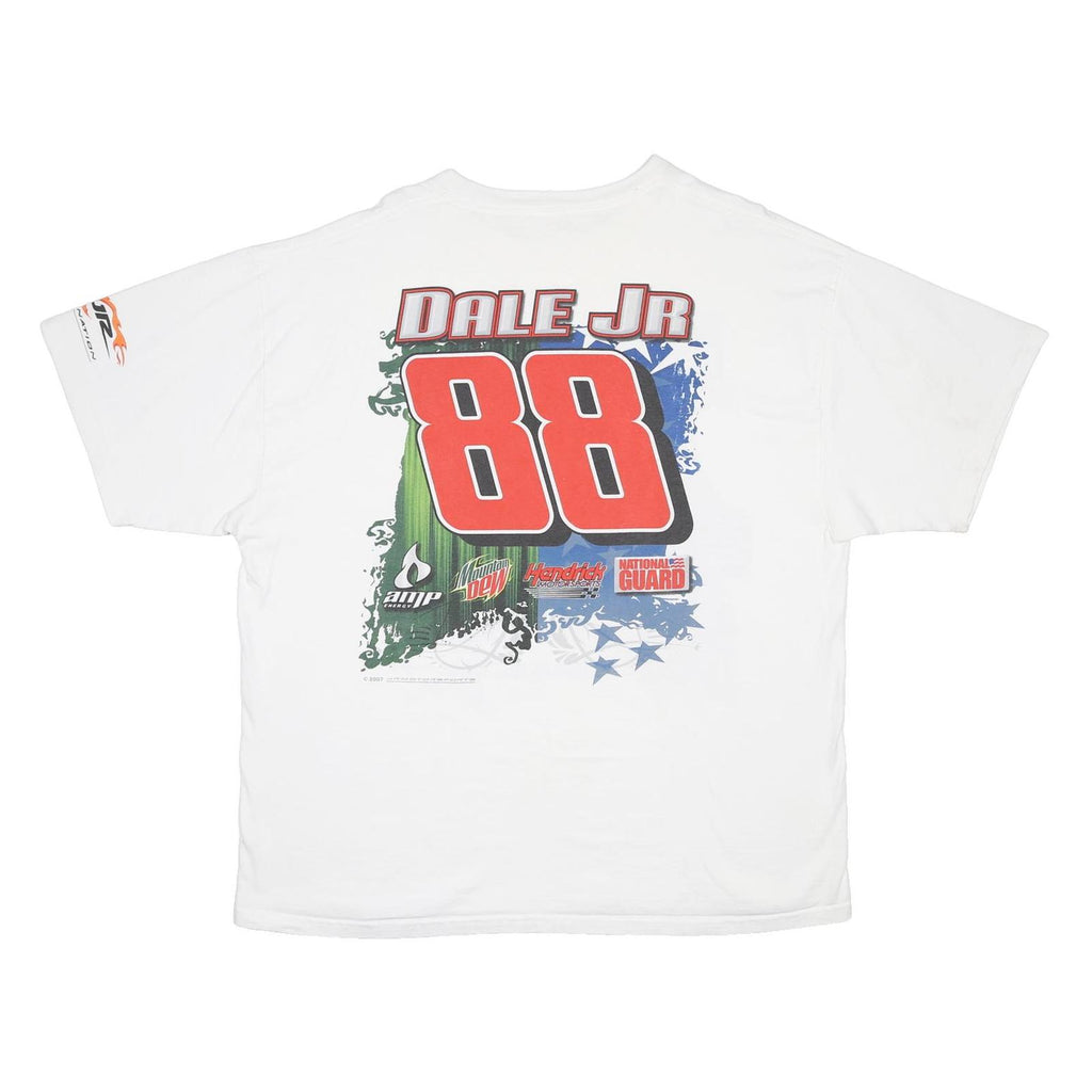 Mens White Dale Jr 88 Graphic T-Shirt XL Short Sleeve Crew Neck Racing