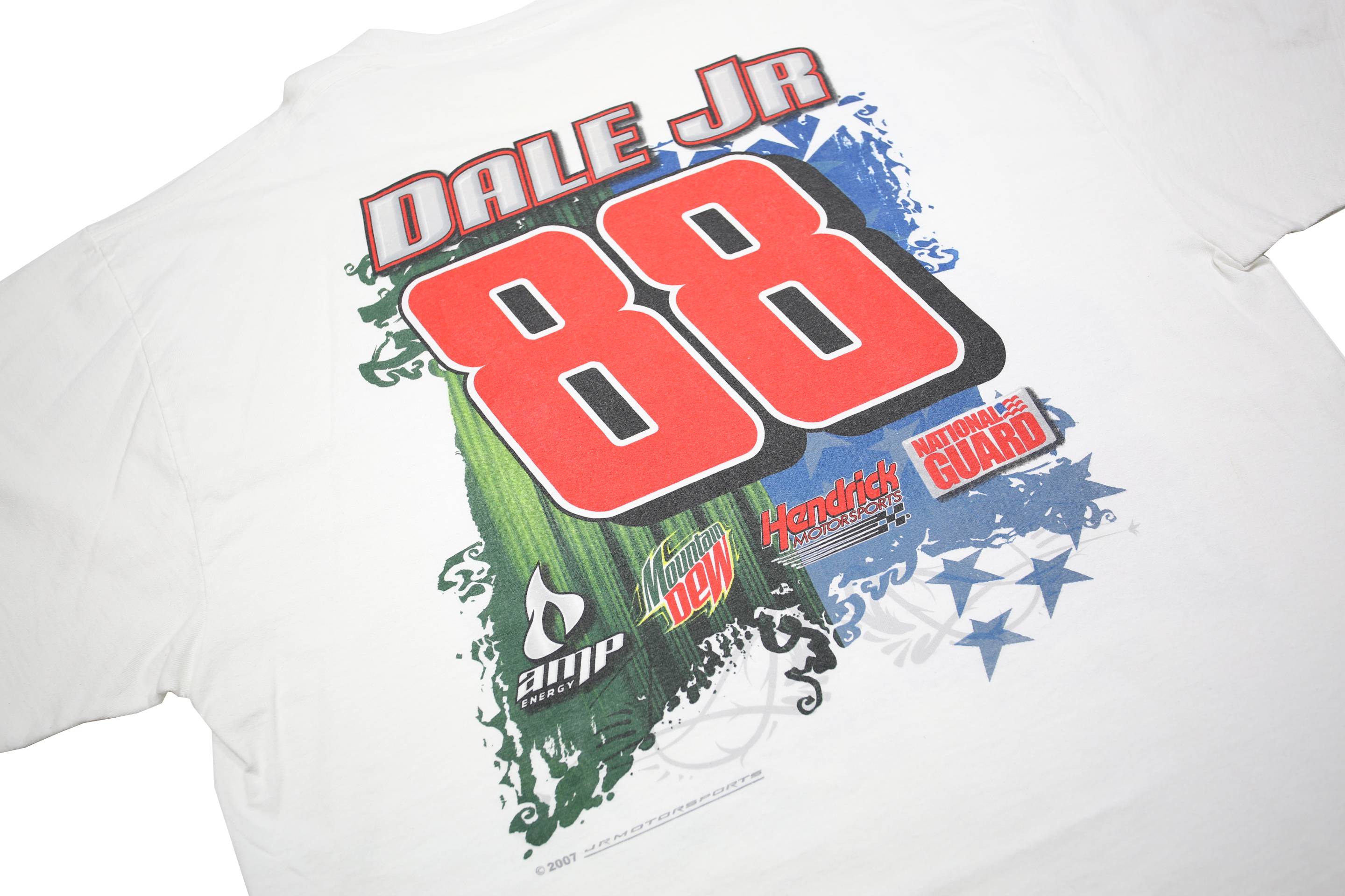 Mens White Dale Jr 88 Graphic T-Shirt XL Short Sleeve Crew Neck Racing