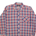 CONTE Mens Blue & Red Plaid Shirt L Cotton Blend Casual Long Sleeve Button