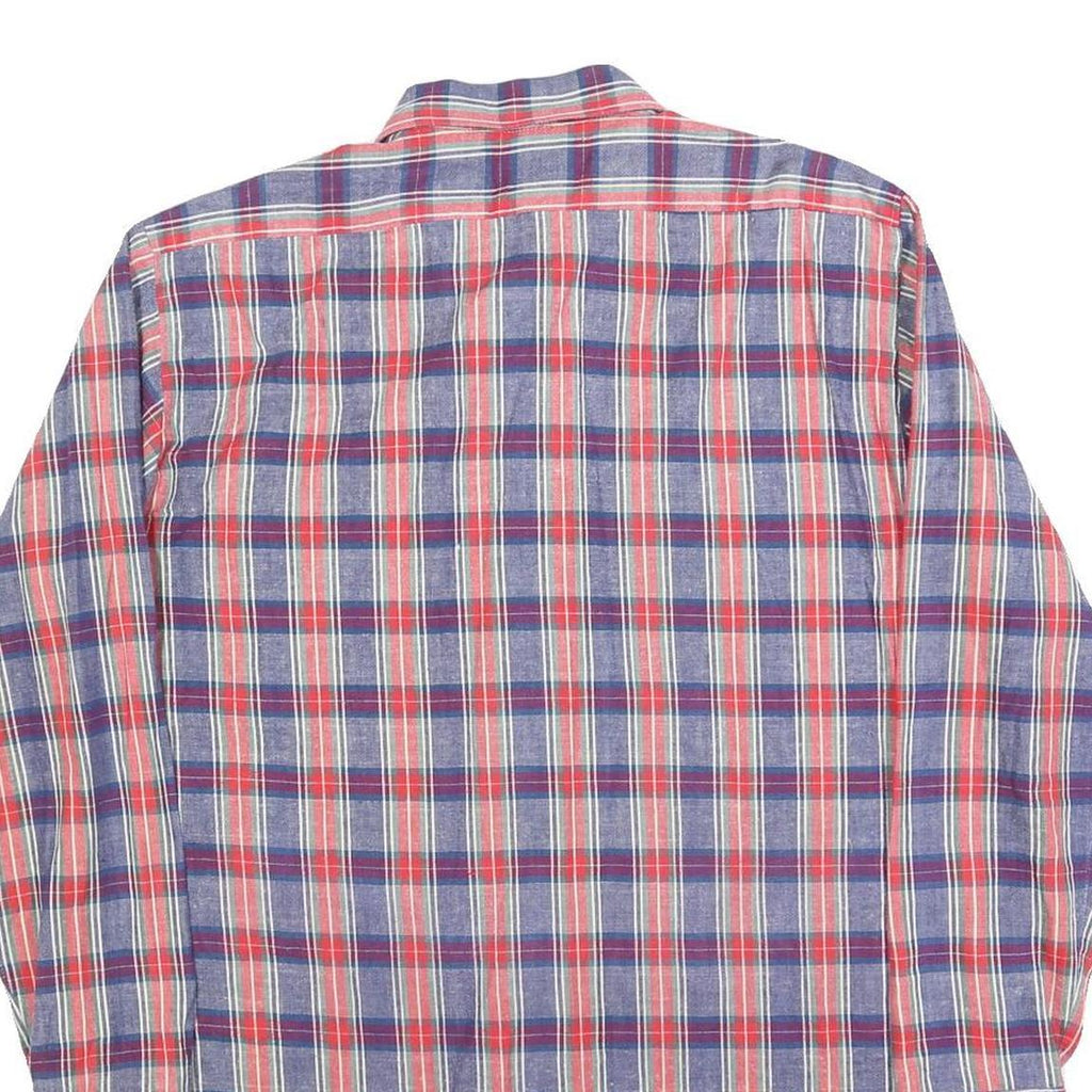 CONTE Mens Blue & Red Plaid Shirt L Cotton Blend Casual Long Sleeve Button