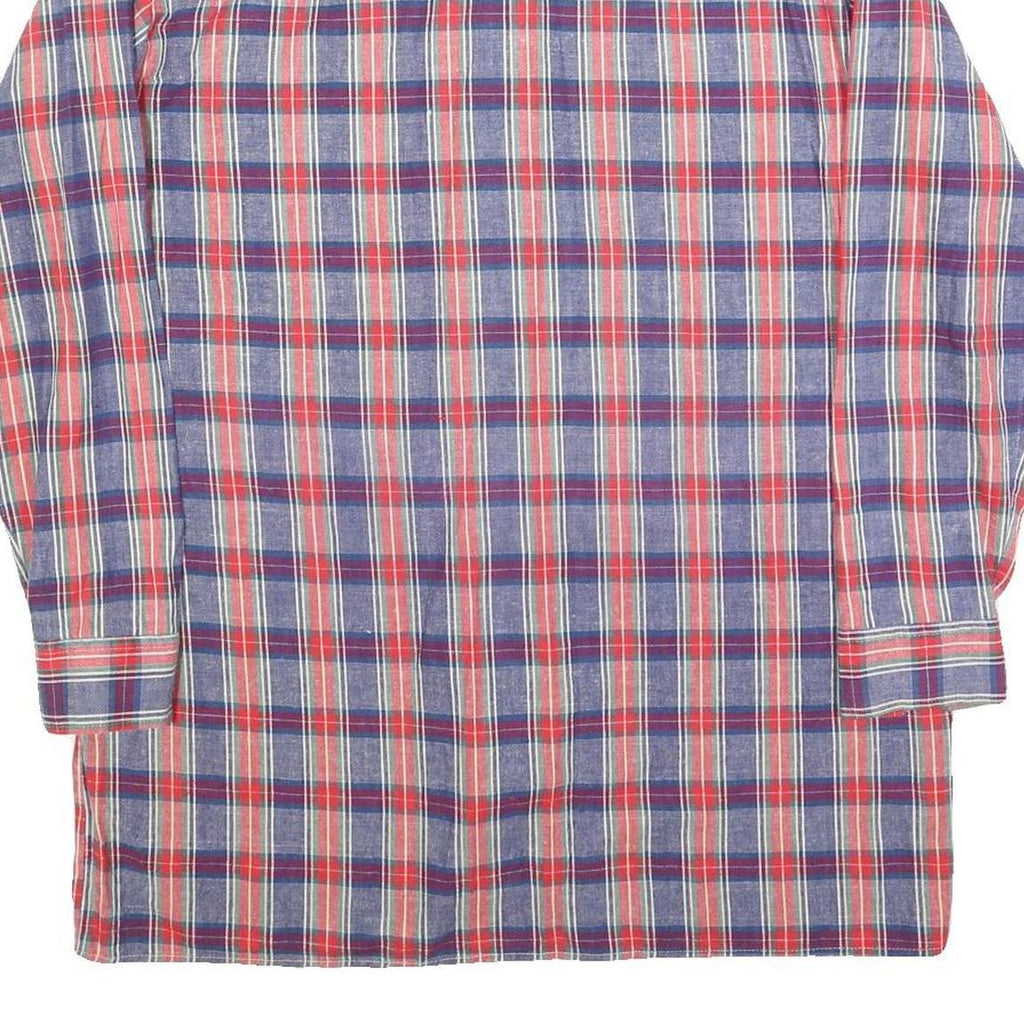 CONTE Mens Blue & Red Plaid Shirt L Cotton Blend Casual Long Sleeve Button