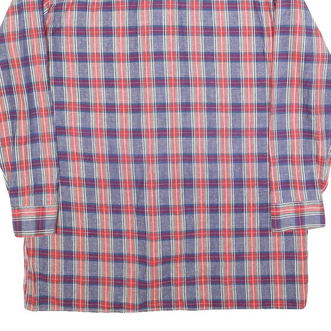 CONTE Mens Blue & Red Plaid Shirt L Cotton Blend Casual Long Sleeve Button