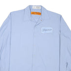 RED KAP Mens Blue Work Shirt L Logo Button-Up Long Sleeve Durable Cotton Blend