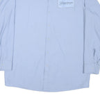 RED KAP Mens Blue Work Shirt L Logo Button-Up Long Sleeve Durable Cotton Blend