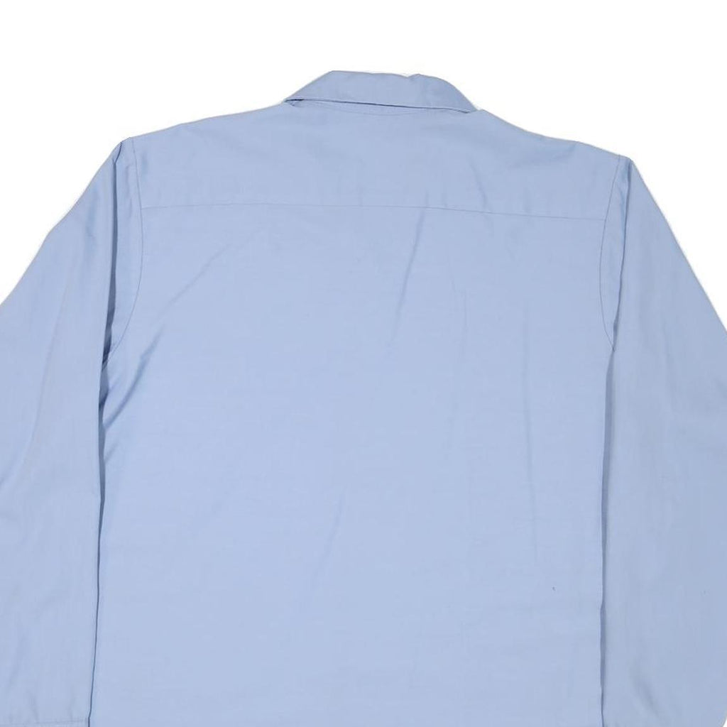 RED KAP Mens Blue Work Shirt L Logo Button-Up Long Sleeve Durable Cotton Blend