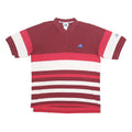 ADIDAS Mens Maroon & Red Striped Cotton Blend Polo Shirt XL Sports Casual