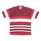 ADIDAS Mens Maroon & Red Striped Cotton Blend Polo Shirt XL Sports Casual