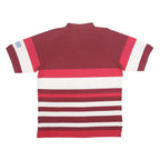 ADIDAS Mens Maroon & Red Striped Cotton Blend Polo Shirt XL Sports Casual