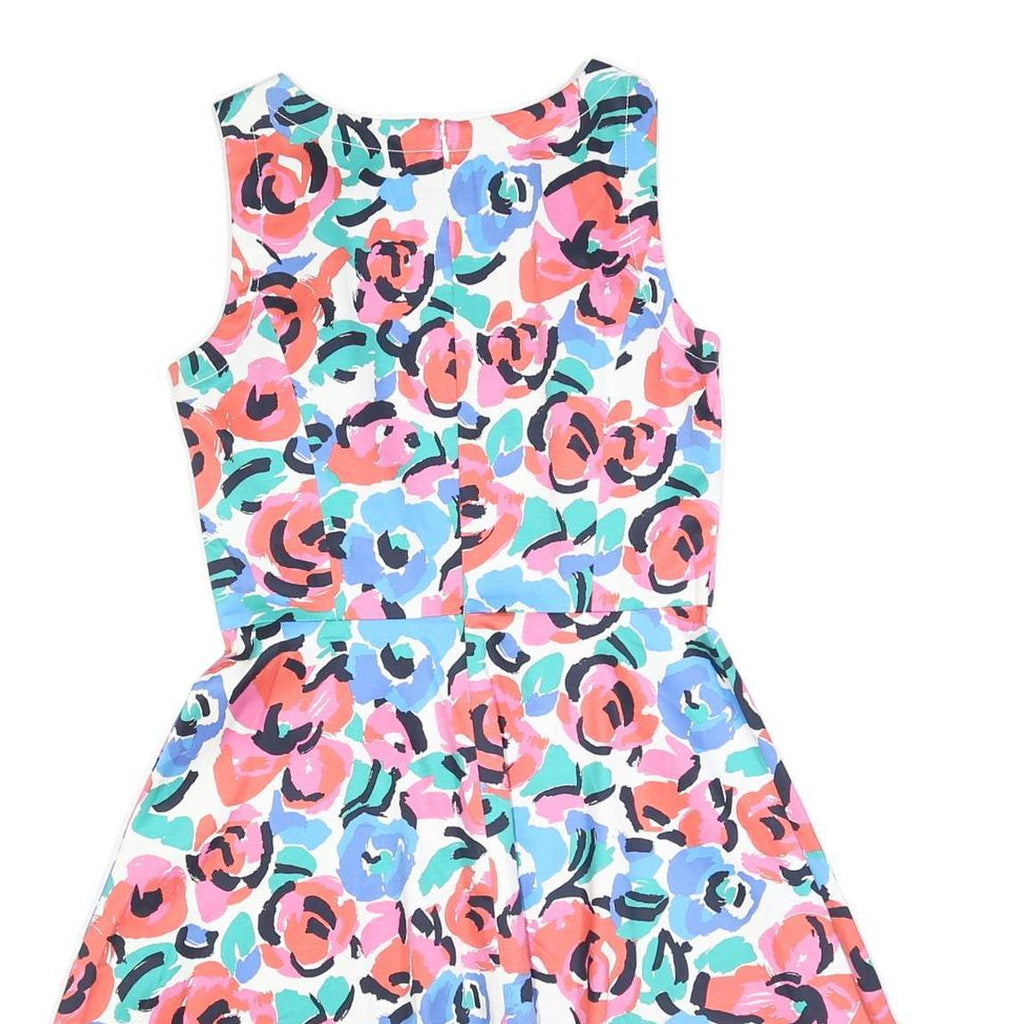 TOMMY HILFIGER Womens White Floral Cotton Blend Day Dress Sleeveless S Summer