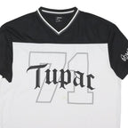 2PAC Mens Black & White Tupac Graphic T-Shirt M Short Sleeve V-Neck Rap Hip Hop