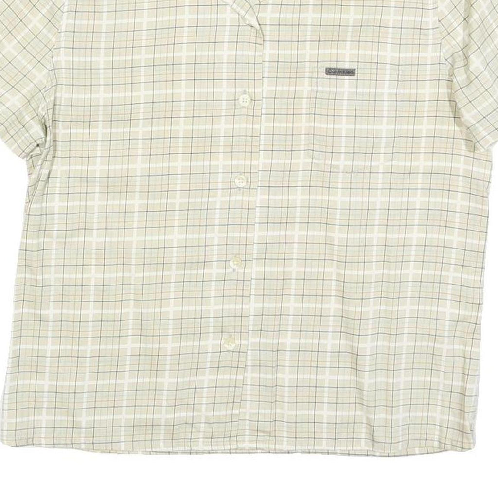 CALVIN KLEIN JEANS Womens Beige Check Shirt M Cotton Blend Casual Lightweight