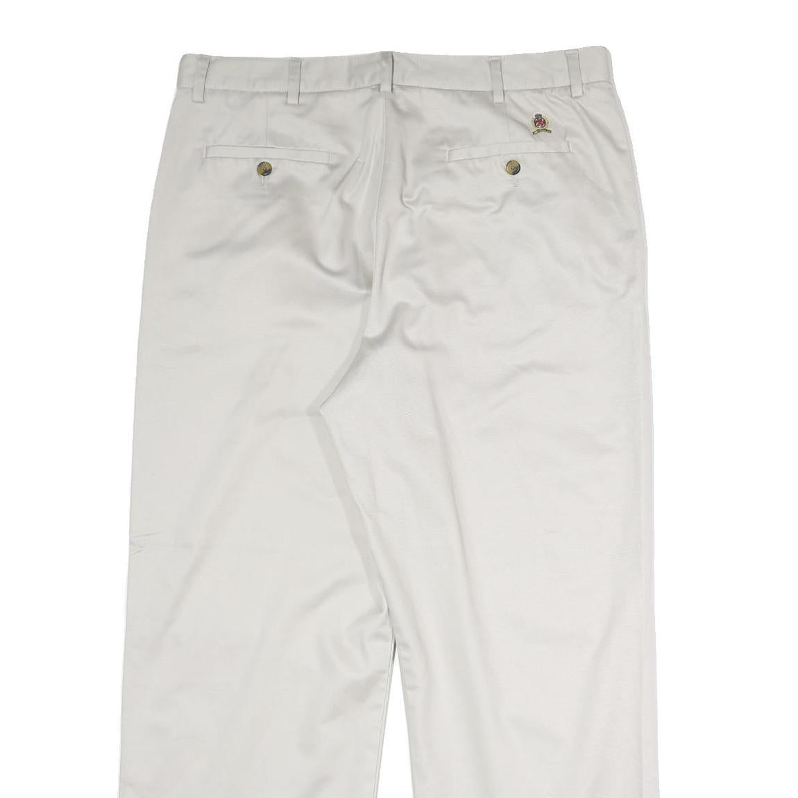 TOMMY HILFIGER Mens White Classic Straight Cotton Trousers W38 L30 Casual