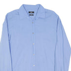 BOSS HUGO BOSS Mens Blue Plain Shirt M Cotton Blend Long Sleeve Formal