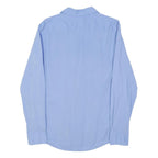 BOSS HUGO BOSS Mens Blue Plain Shirt M Cotton Blend Long Sleeve Formal