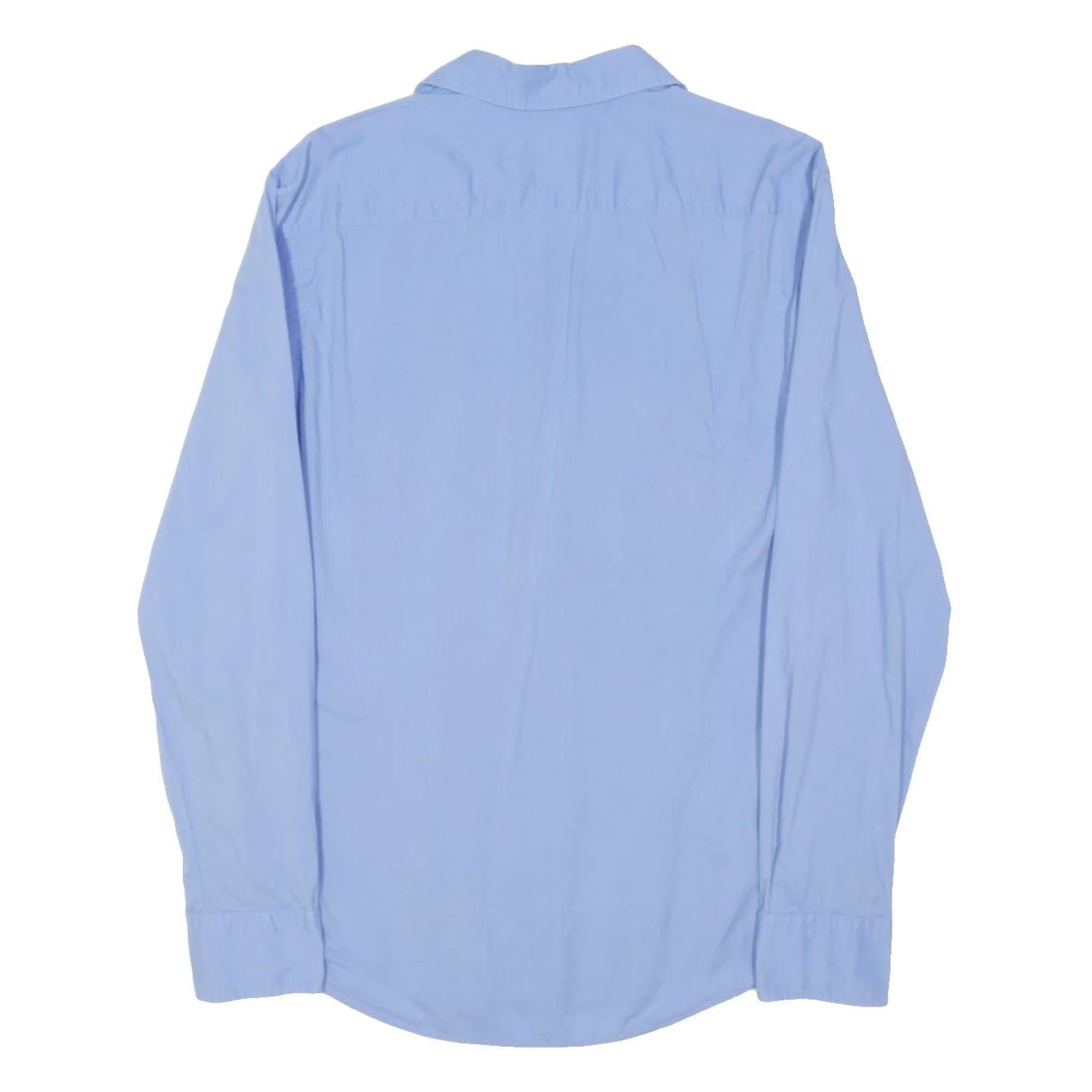 BOSS HUGO BOSS Mens Blue Plain Shirt M Cotton Blend Long Sleeve Formal