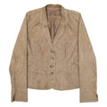 PEARLS Womens Blazer Jacket Beige Leather Suede S
