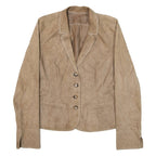 PEARLS Womens Blazer Jacket Beige Leather Suede S
