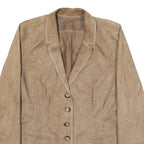 PEARLS Womens Blazer Jacket Beige Leather Suede S